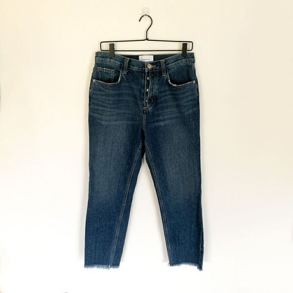 Current Elliott The Exposed Fly Vintage Crop Jean Fray Hem in Bermuda - Picture 3 of 12
